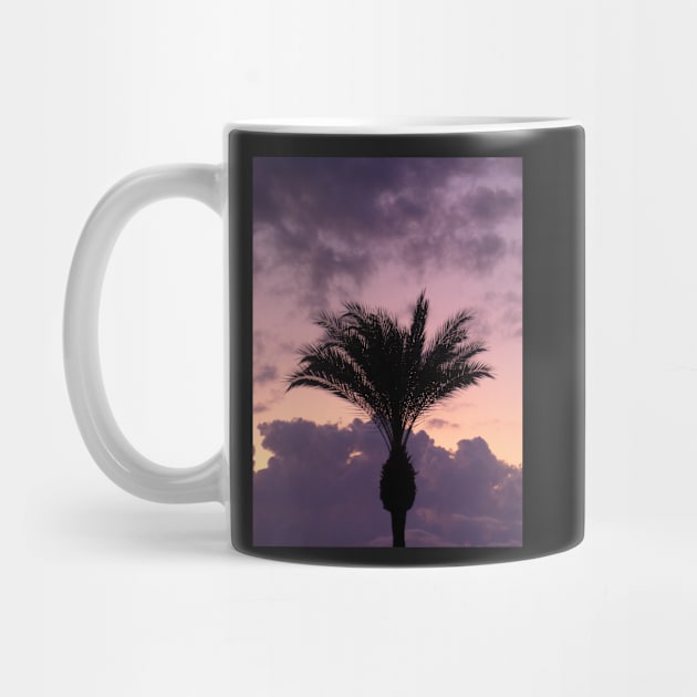 Tropical Palm Tree with Violet Sunset by Sandraartist